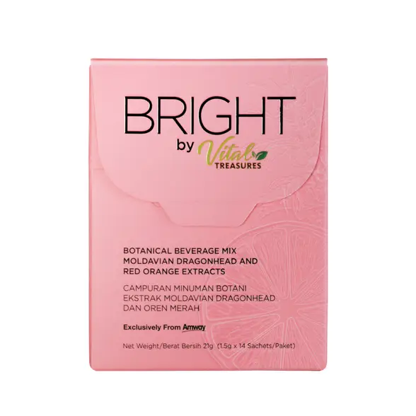 BRIGHT by Vital Treasures Botanical Beverage Mix Moldavian Dragonhead and Red Orange Extracts  