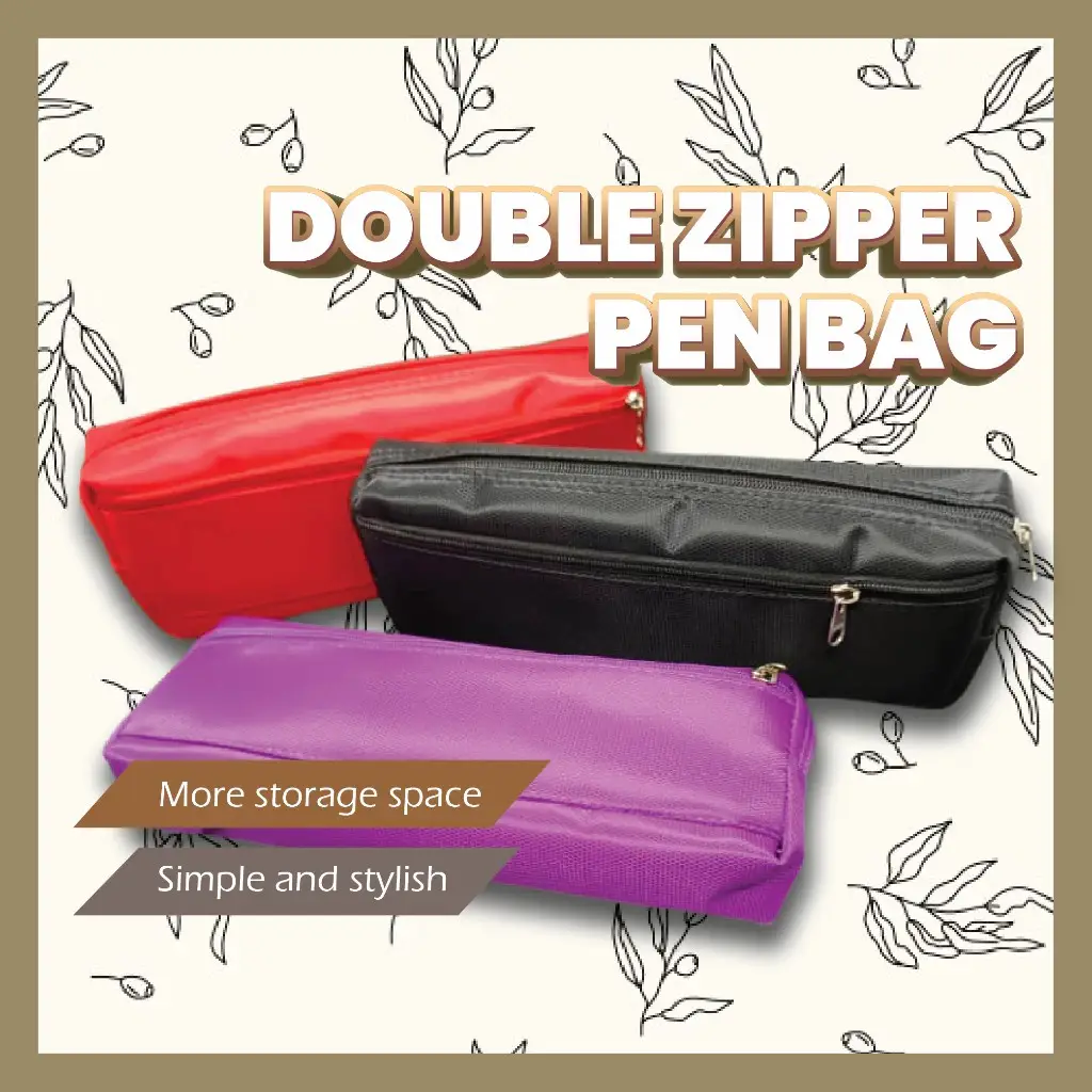 Waterproof Pencil Case Student Office Stationery Double Zip Korean Style Canvas Big Capacity Kotak Pensil