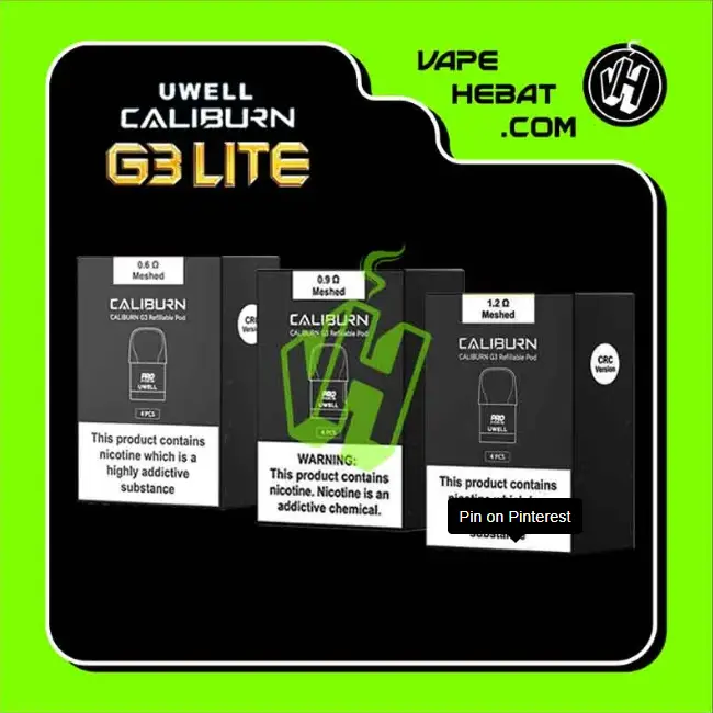 Cartridge - UWELL CALIBURN G3 - 0.6 OHM / 0.9 ОНМ / 1.2 OHM